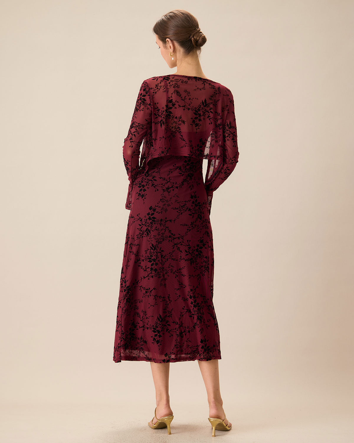 Red Floral Bodycon Midi Slip Dress