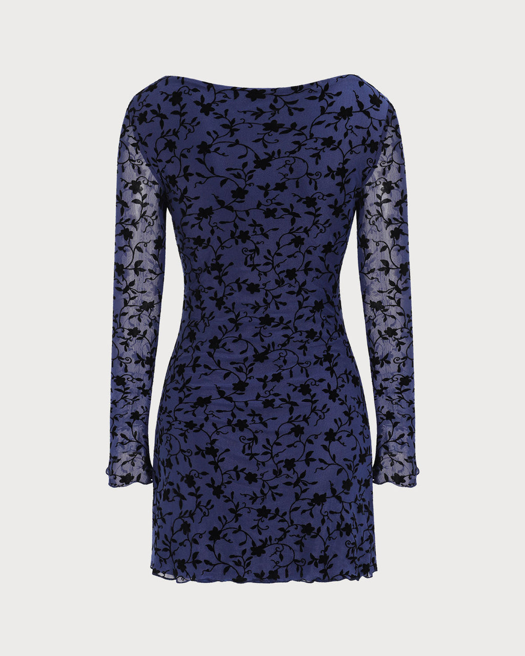 Women's Sheer Blue Long Sleeve Mini Dress