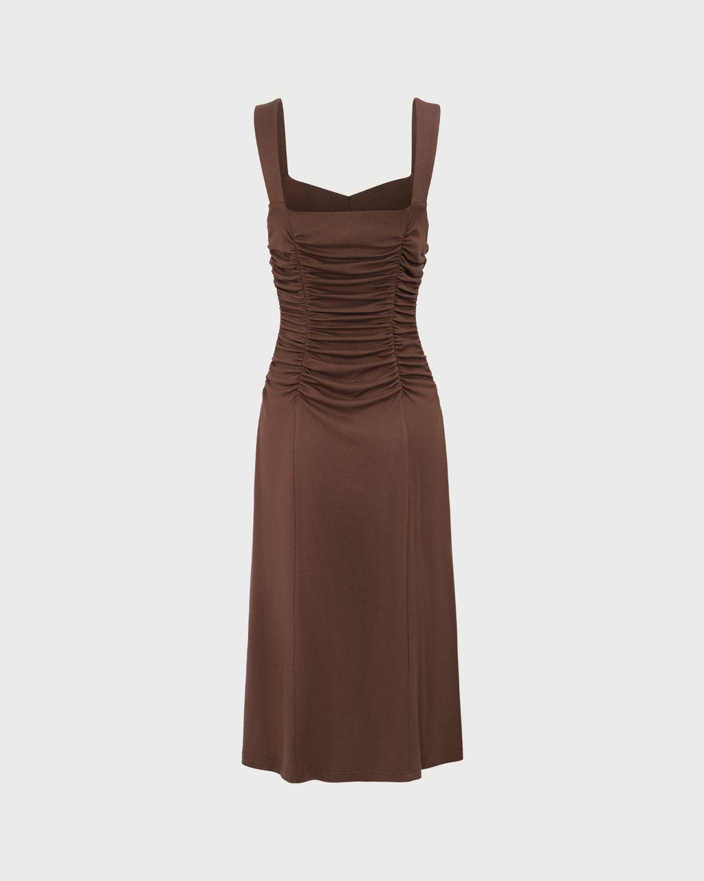 Women's Ruched Knit Midi Dress in Coffee