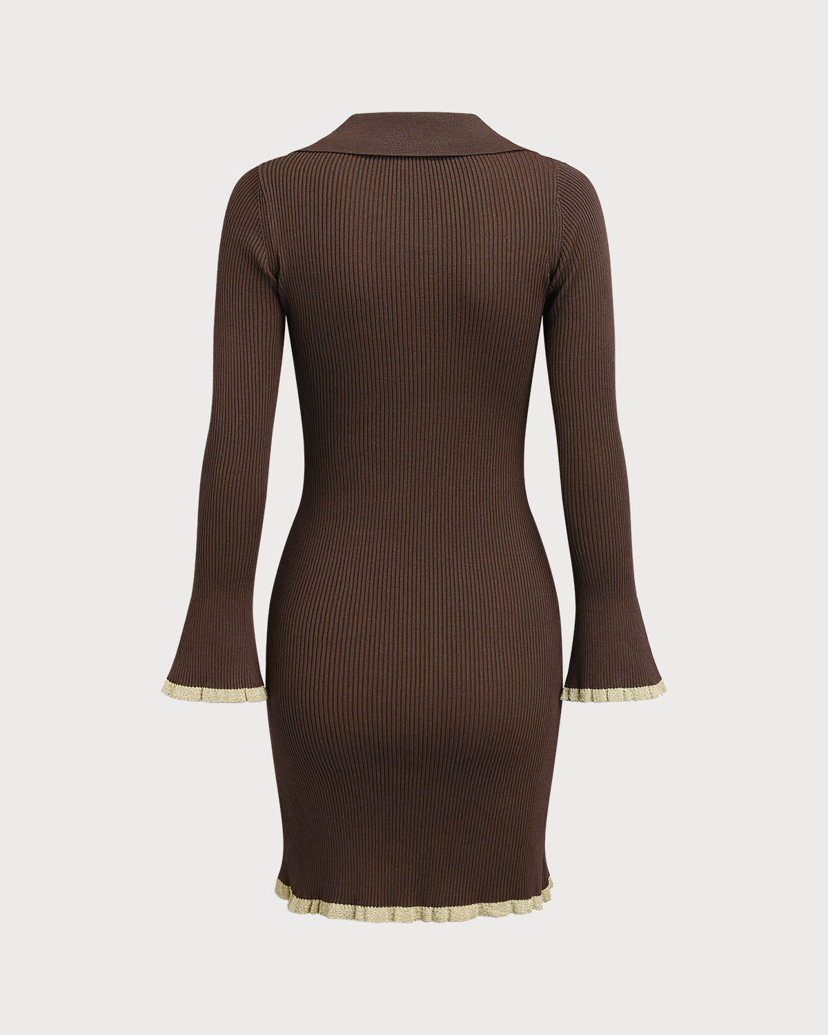 Chocolate Brown Button-Up Bodycon Sweater Dress