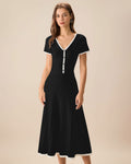 Black Midi Dress with Contrasting Sweater Design