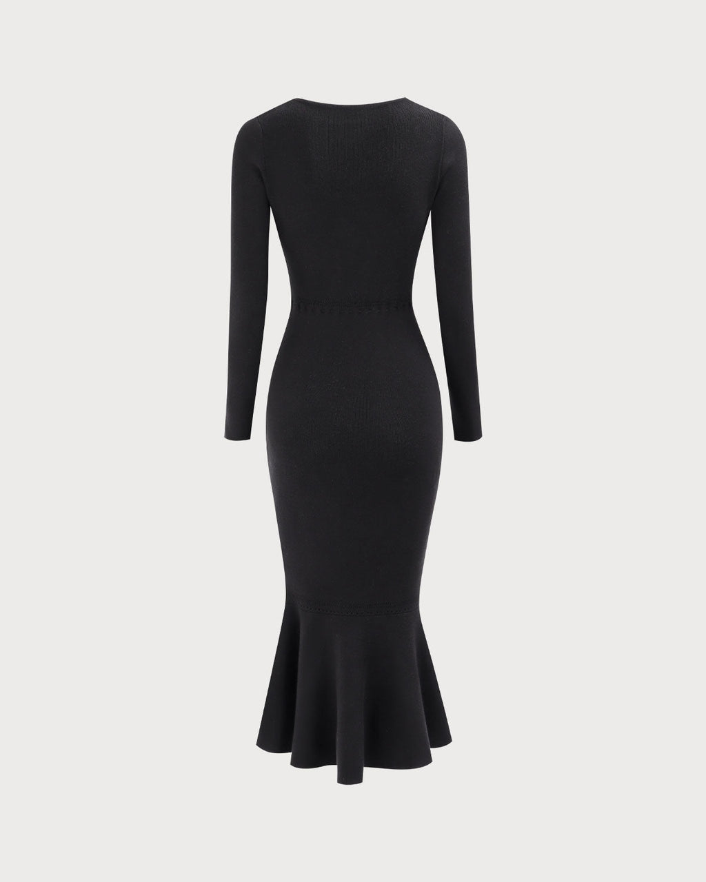 Women's Black Mermaid Maxi Dress with Square Neck Sweater Design