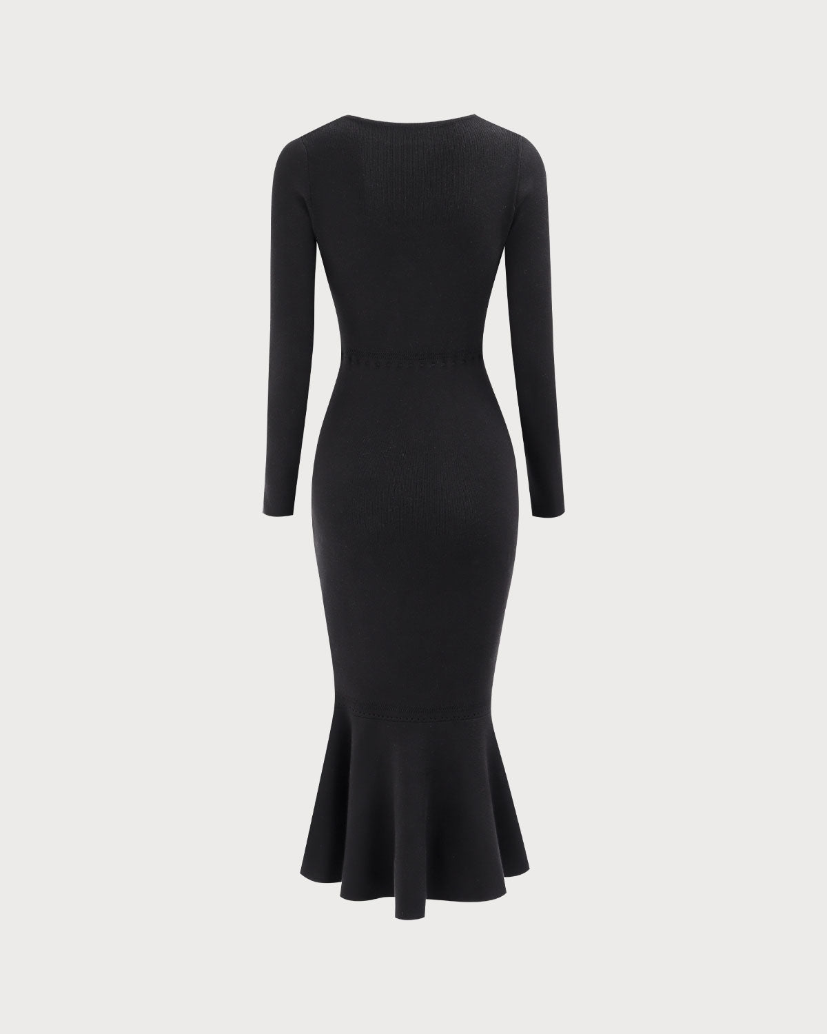 Women's Black Mermaid Maxi Dress with Square Neck Sweater Design