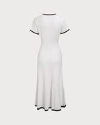 Women's Midi Dress with White Contrast Sweater Design