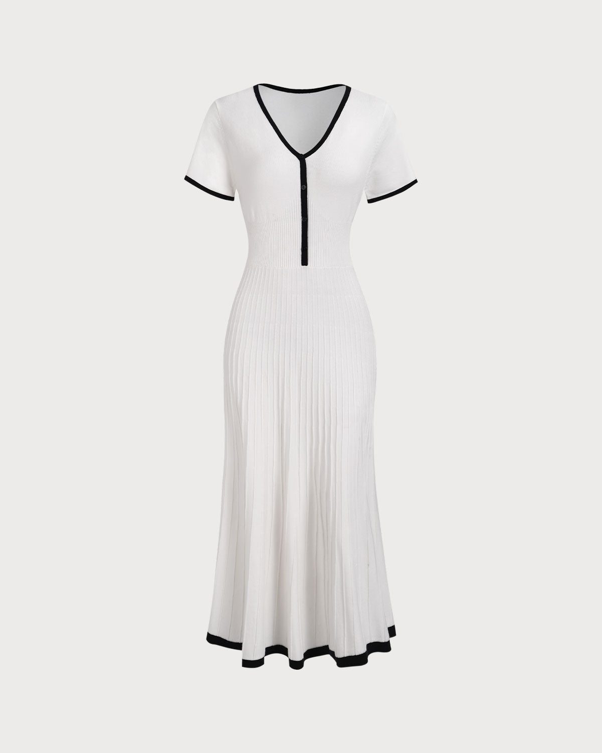 Women's Midi Dress with White Contrast Sweater Design