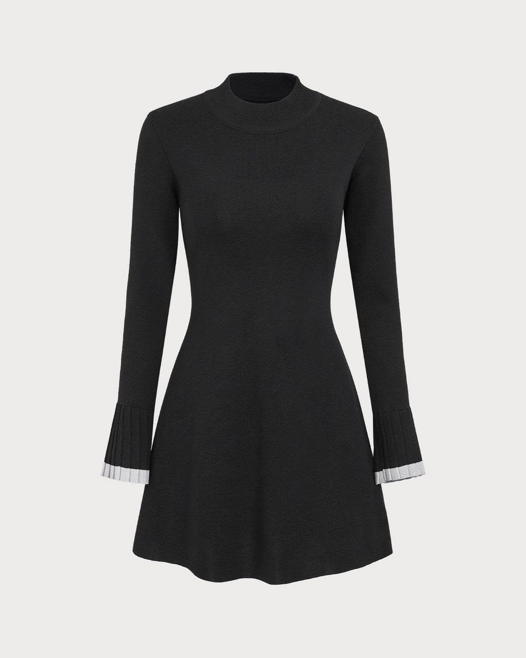 Black Long Sleeve Mini Dress with Contrasting Details