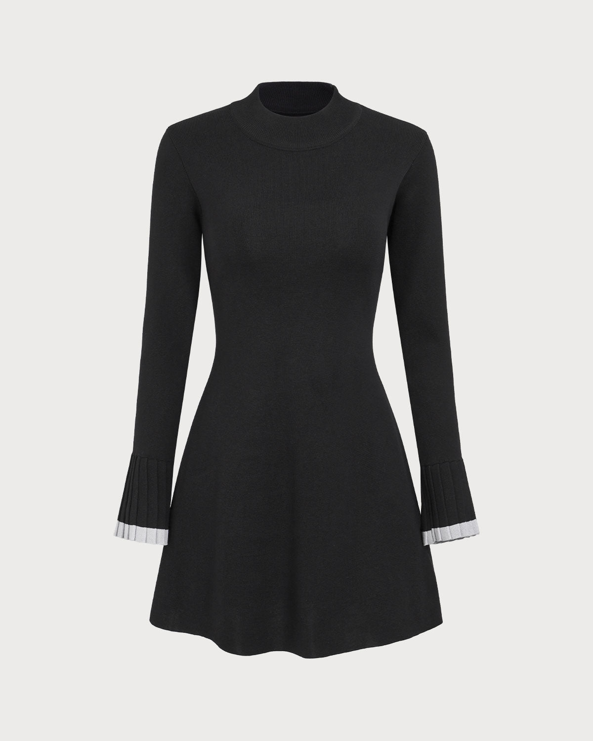 Black Long Sleeve Mini Dress with Contrasting Details