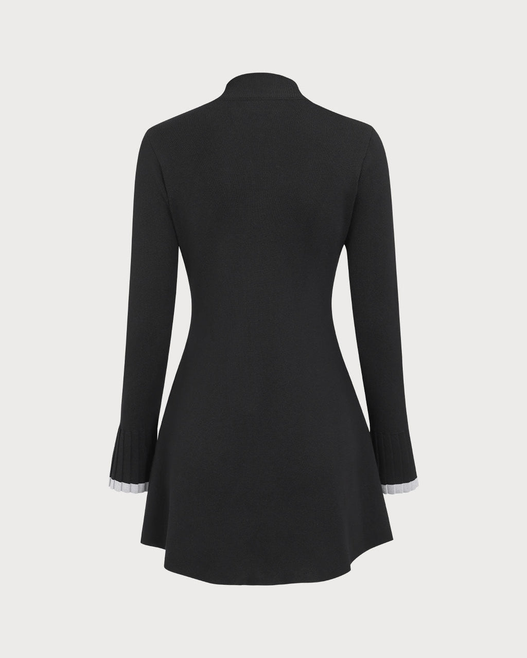 Black Long Sleeve Mini Dress with Contrasting Details