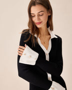 Black Sweater Dress with Contrasting Bell Sleeves