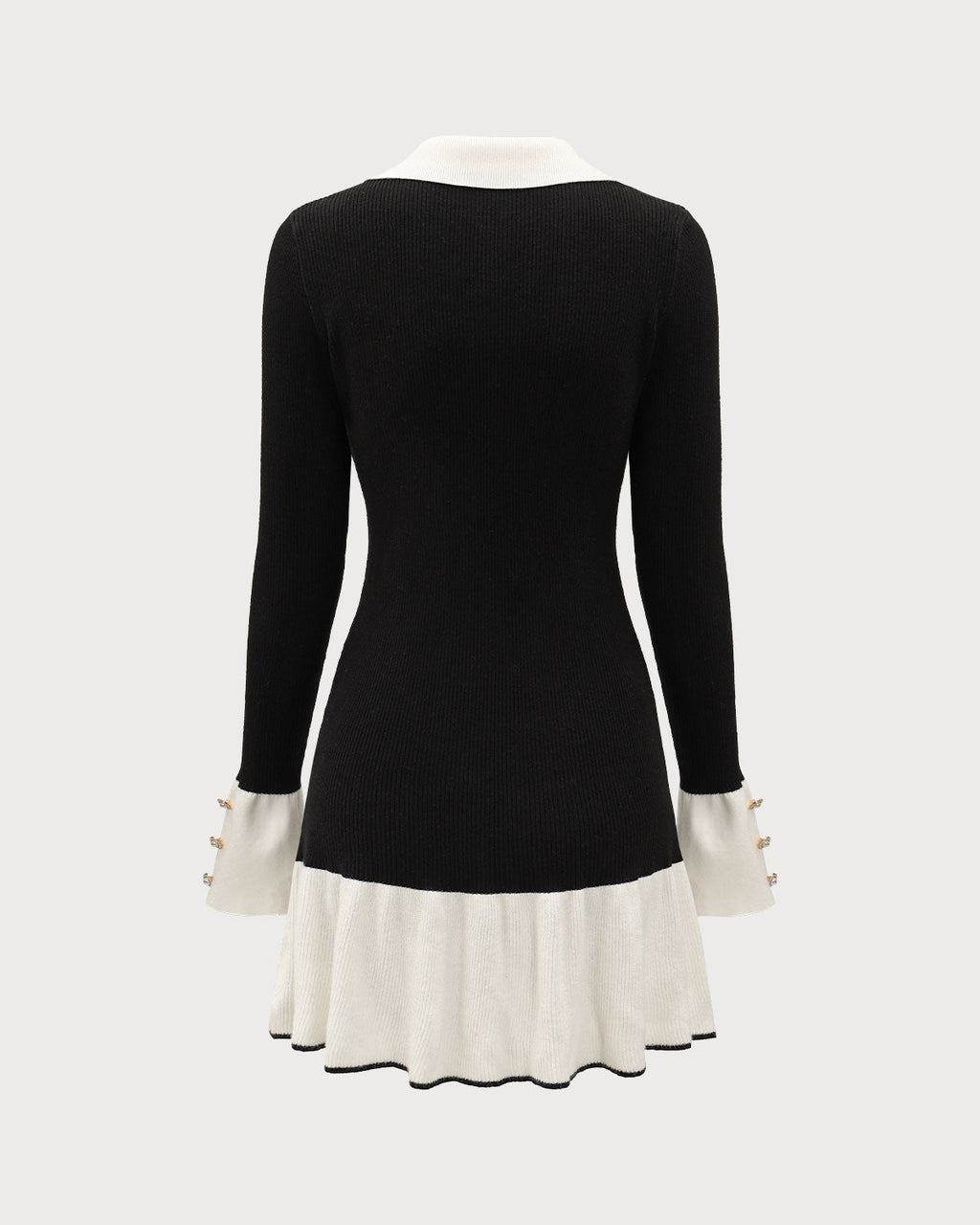 Black Sweater Dress with Contrasting Bell Sleeves