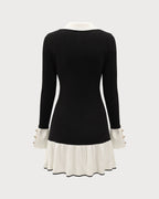 Black Sweater Dress with Contrasting Bell Sleeves