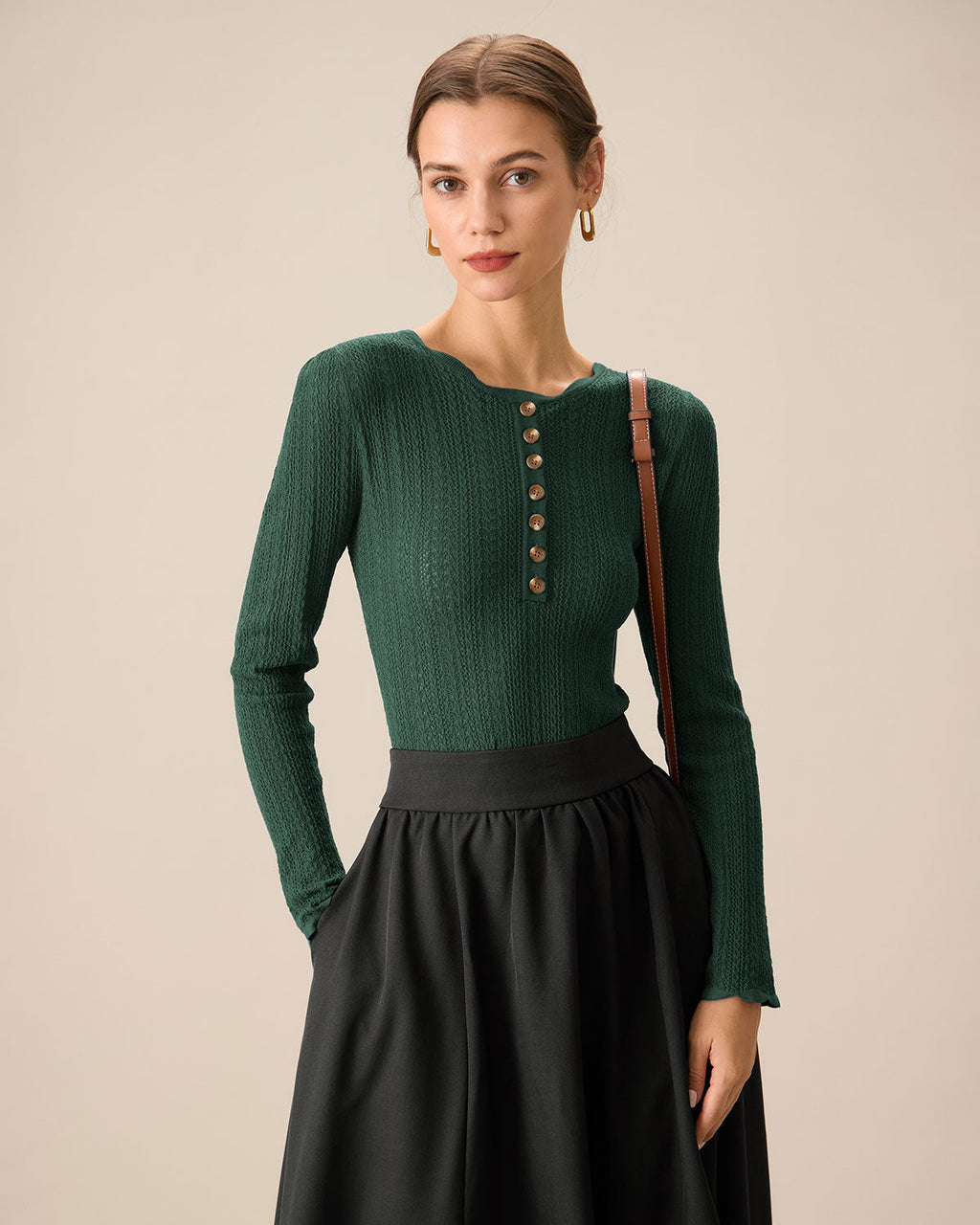 Emerald Scalloped Fitted Sweater