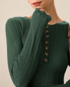 Emerald Scalloped Fitted Sweater