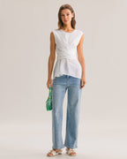 White Round Neck Sleeveless Top