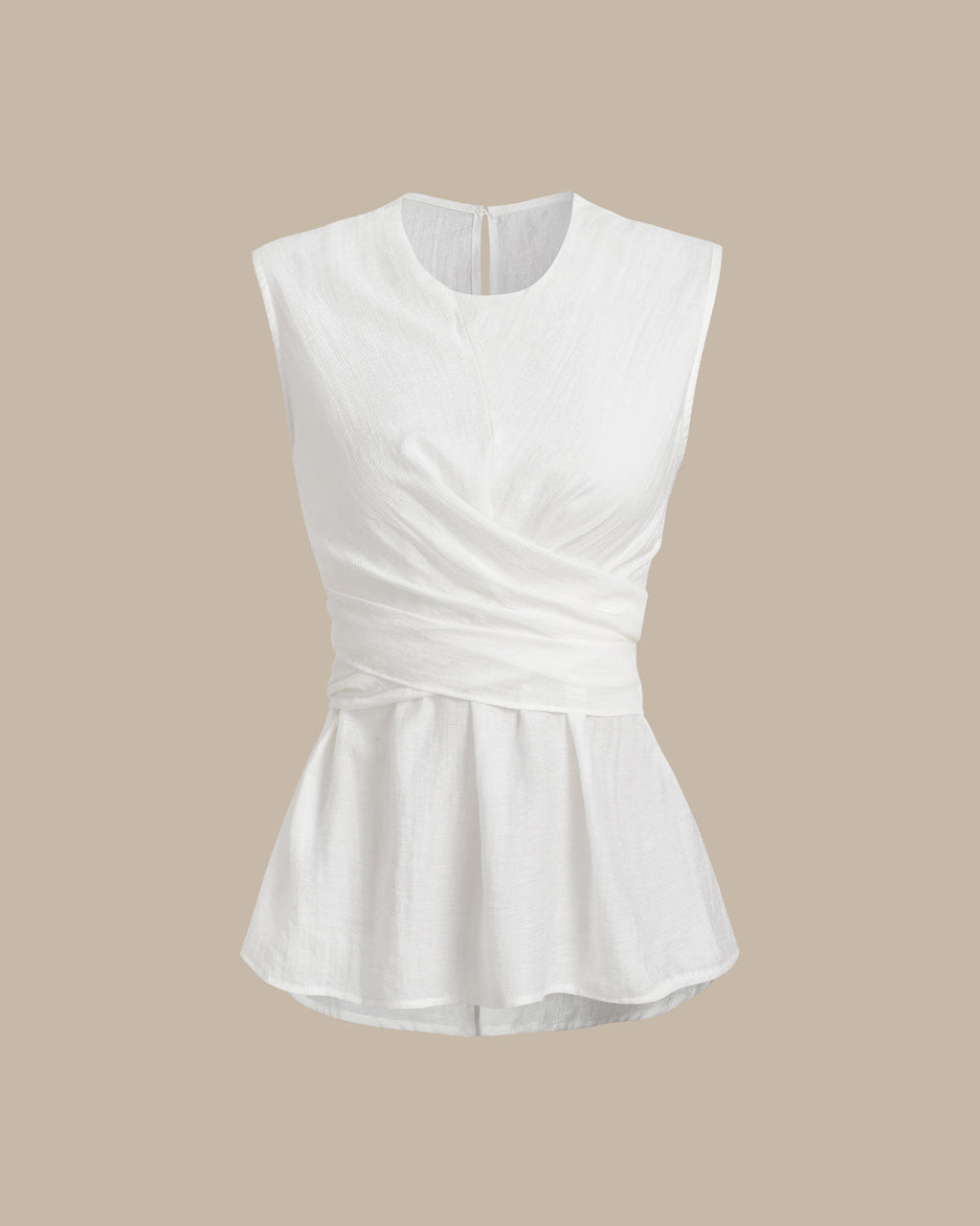 White Round Neck Sleeveless Top