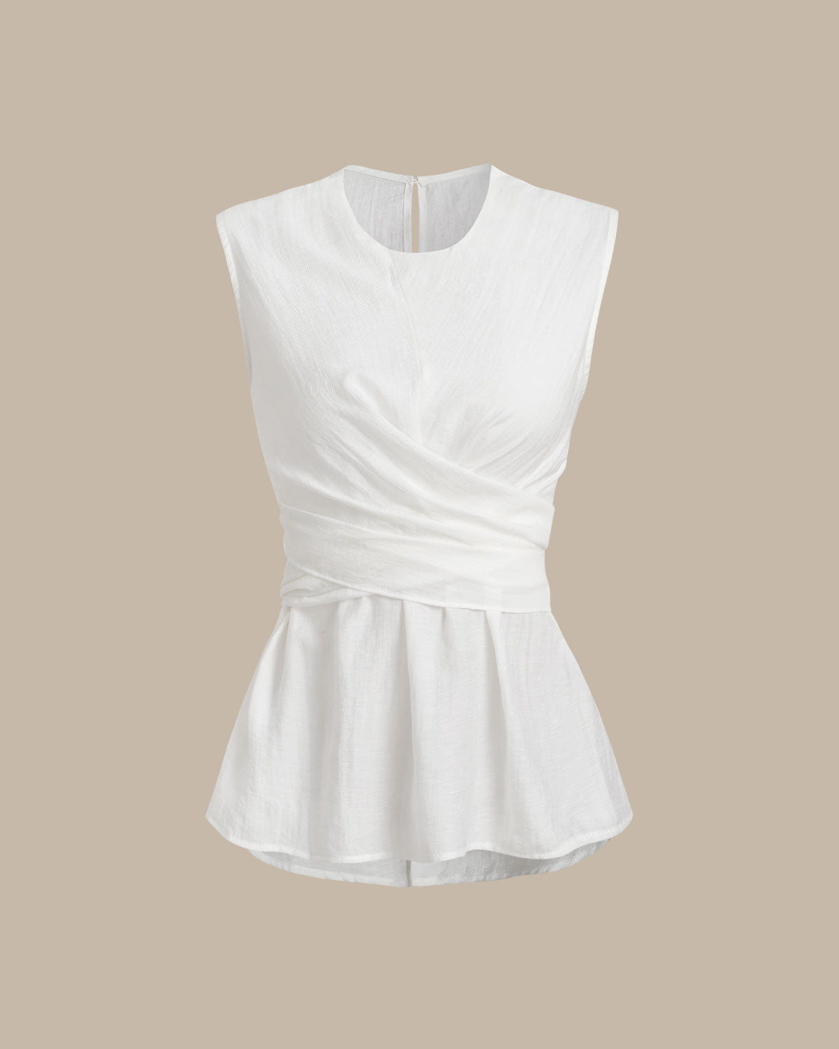 White Round Neck Sleeveless Top