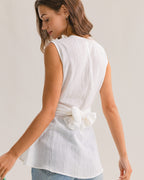 White Round Neck Sleeveless Top