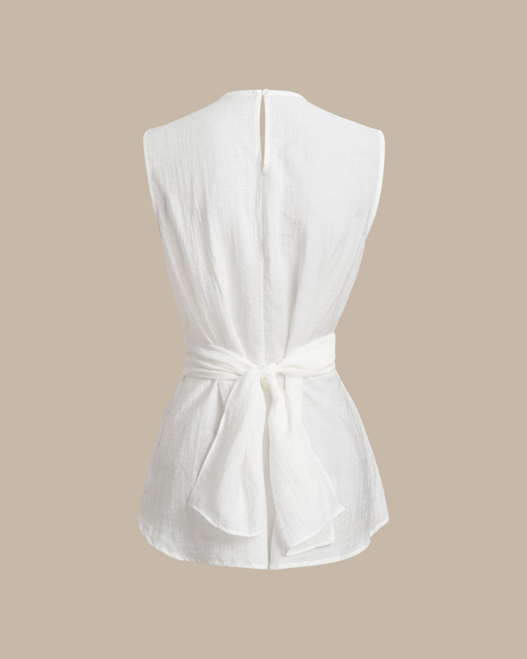White Round Neck Sleeveless Top