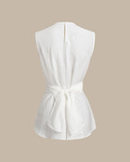 White Round Neck Sleeveless Top
