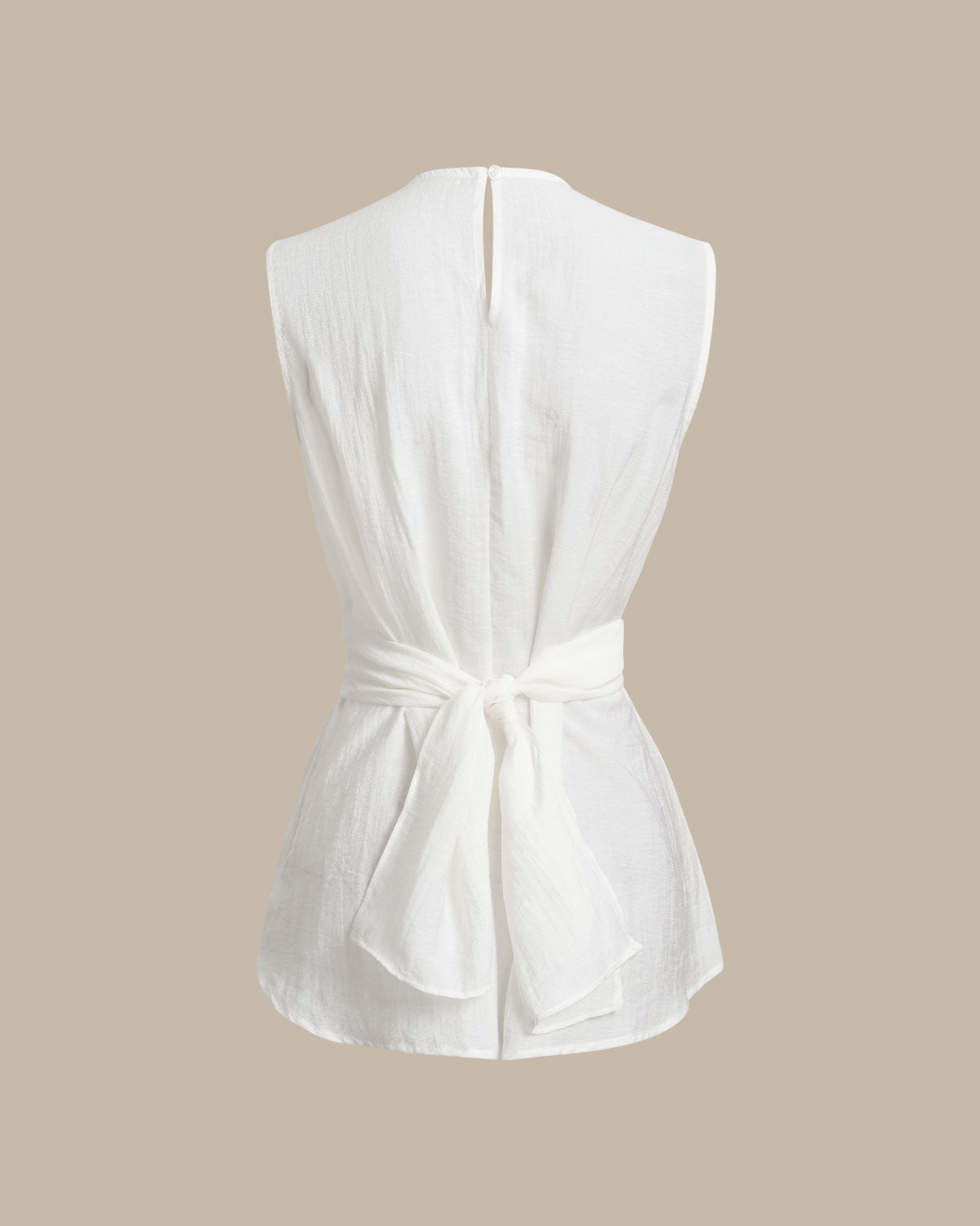 White Round Neck Sleeveless Top