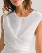 White Round Neck Sleeveless Top
