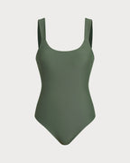 Green U-Neck Tummy Control One-Piece Swimsuit