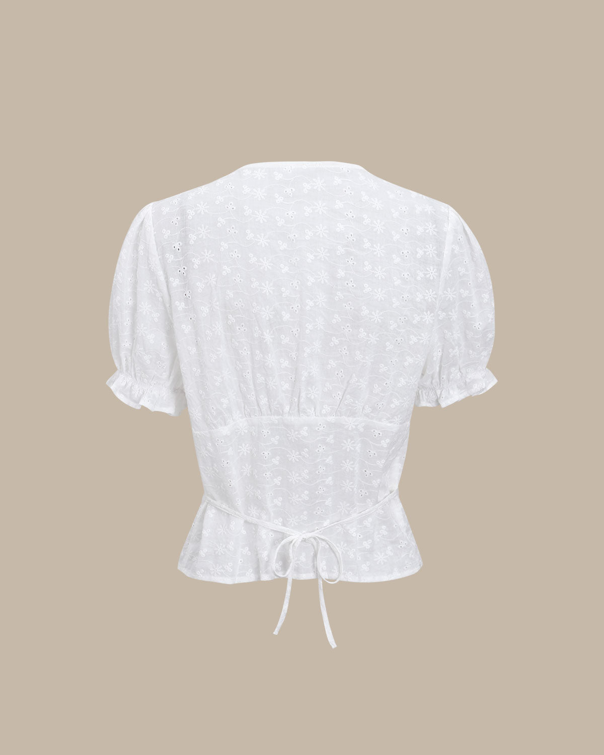 White Floral Blouse with Puffed Sleeves
