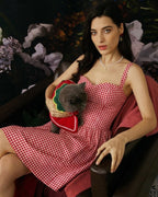 Red Plaid Sweetheart Neck Mini Slip Dress