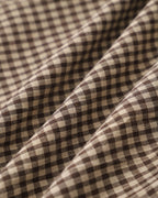 Brown Plaid Midi Dress with Button Details and Pleated Design