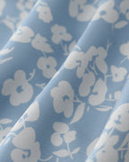 V-Neck Blouse with Blue Floral Print