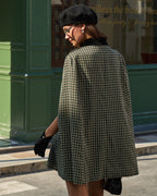 Plaid Green Cape Sleeve Coat