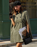 Plaid Green Cape Sleeve Coat