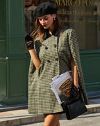 Plaid Green Cape Sleeve Coat