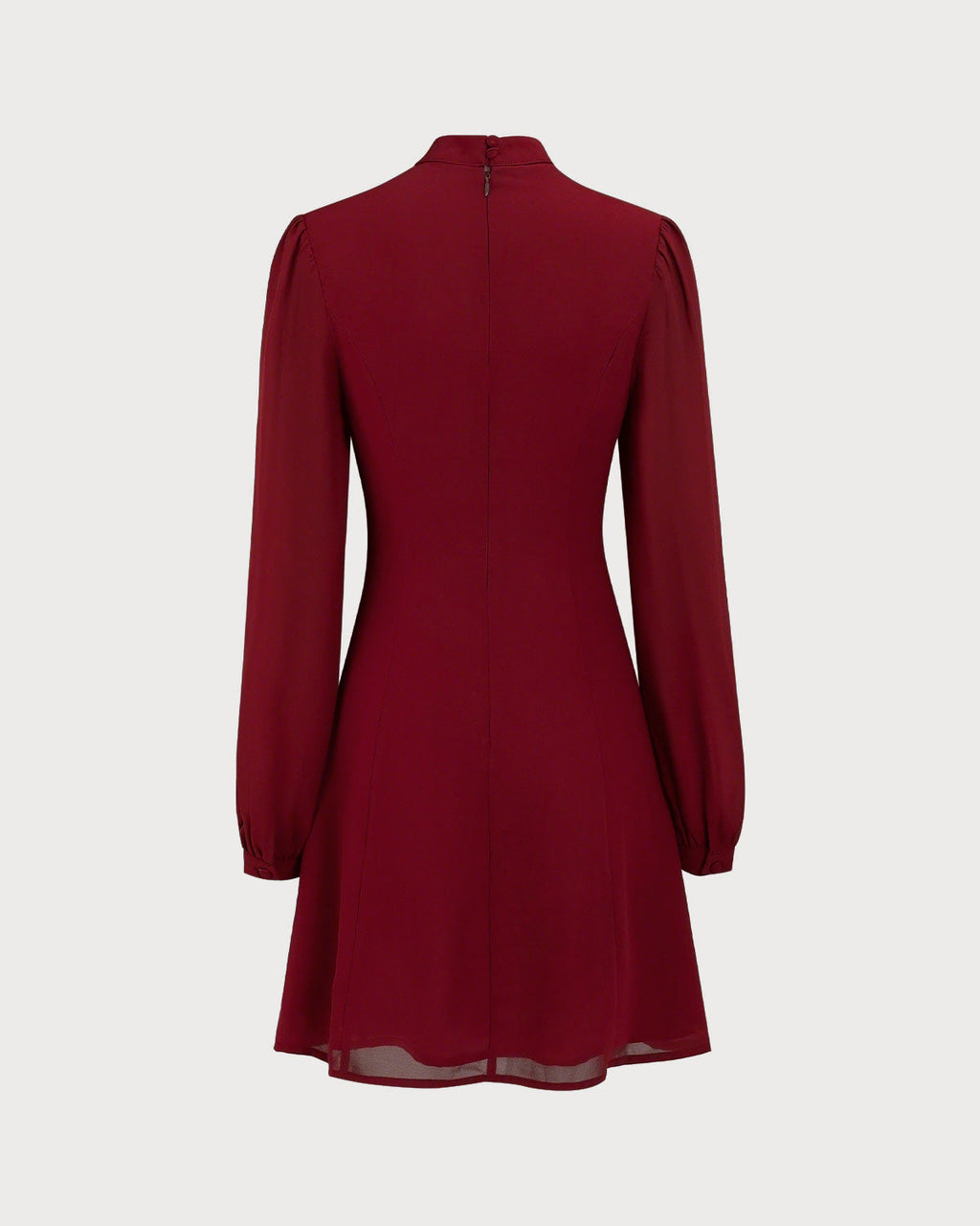 Sheer Red Mock Neck Mini Dress