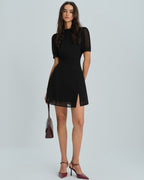 Black Mock Neck Short Dress