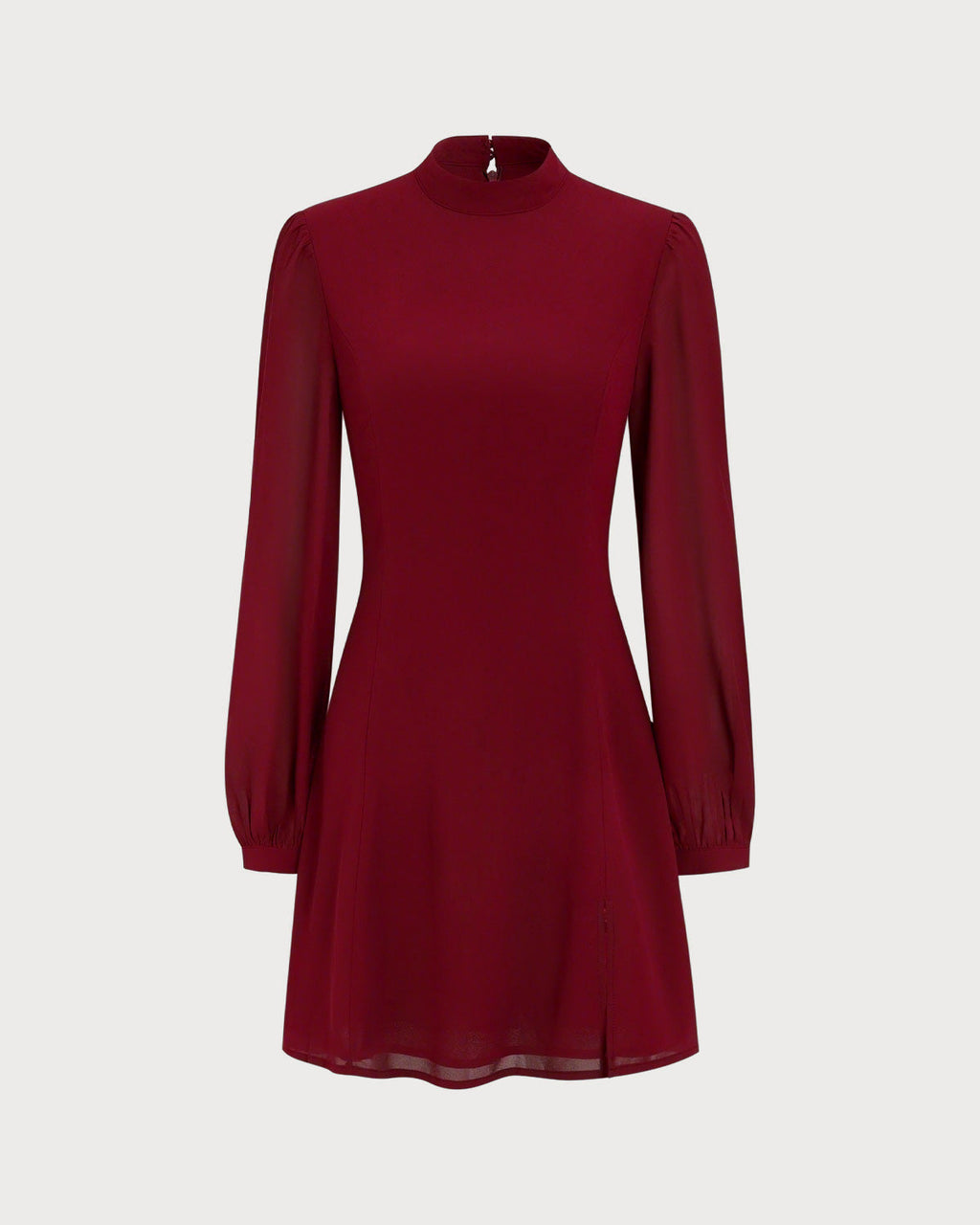 Sheer Red Mock Neck Mini Dress