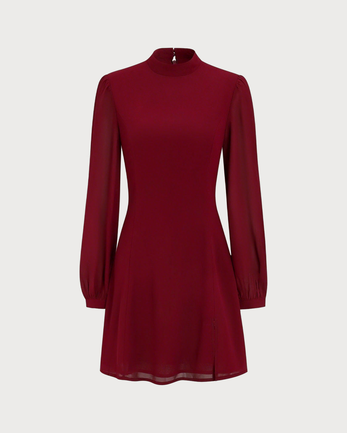 Sheer Red Mock Neck Mini Dress