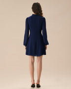 Blue Round Neck Mini Tunic Dress