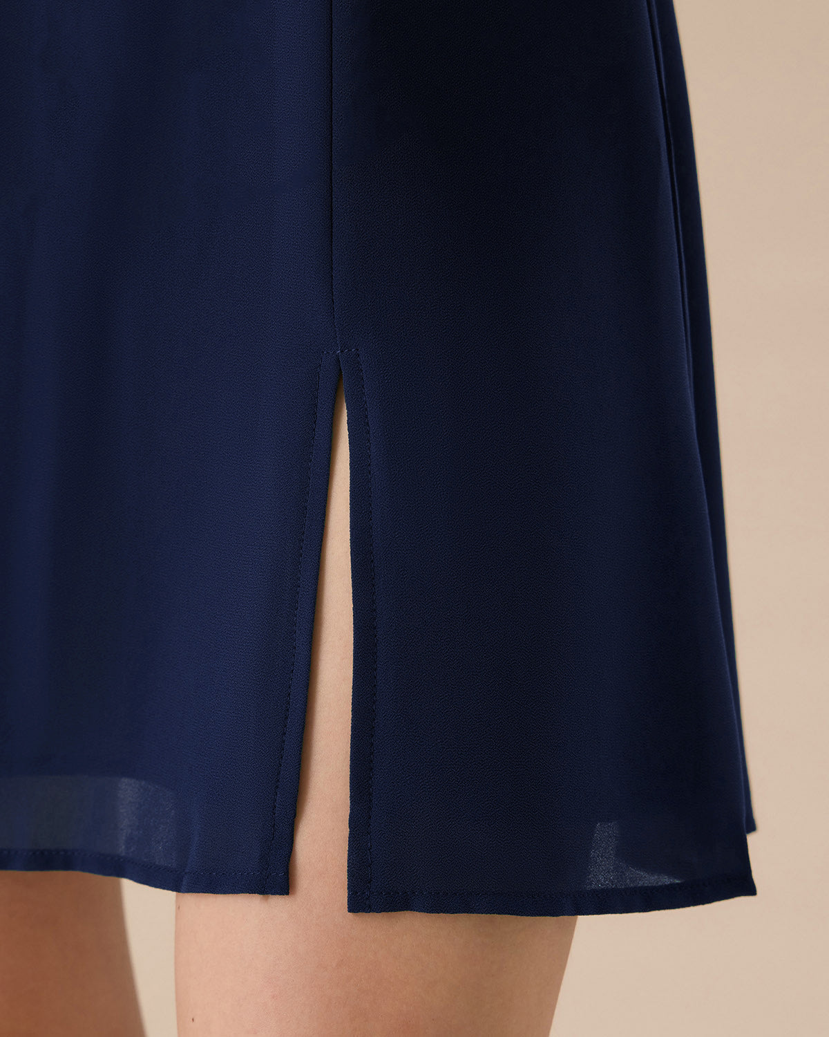 Blue Round Neck Mini Tunic Dress