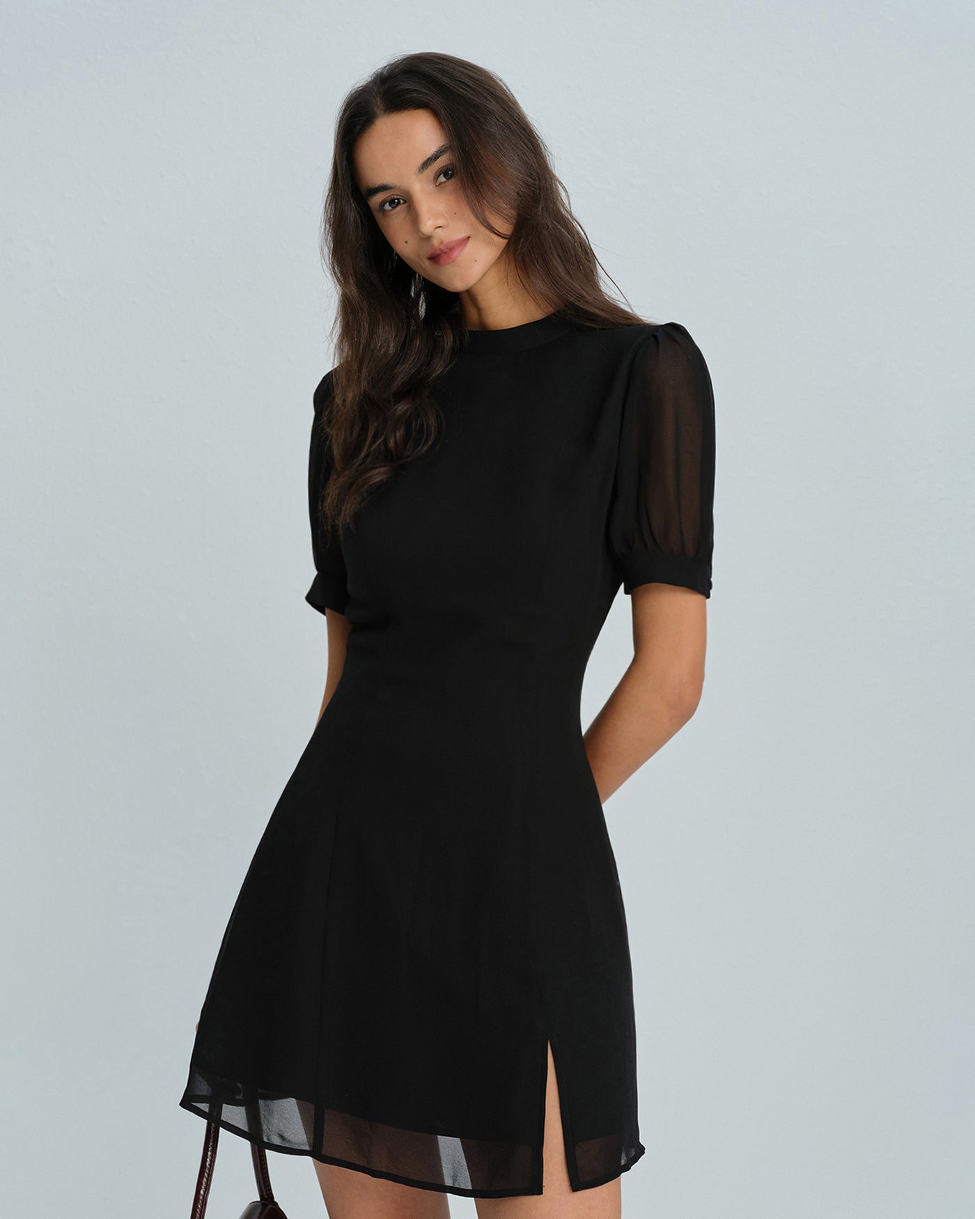 Black Mock Neck Short Dress