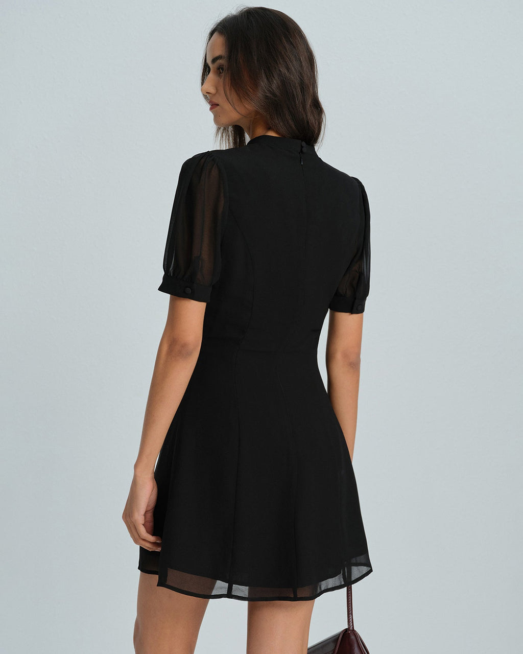 Black Mock Neck Short Dress