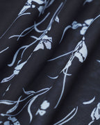 Navy Floral Midi Dress with Sweetheart Neckline
