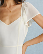 Apricot Sweetheart Neck Chiffon Maxi Dress with Slit