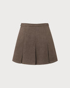 Brown Striped Pleated Mini Skirt" can be rewritten as "Striped Mini Skirt with Pleats in Brown.