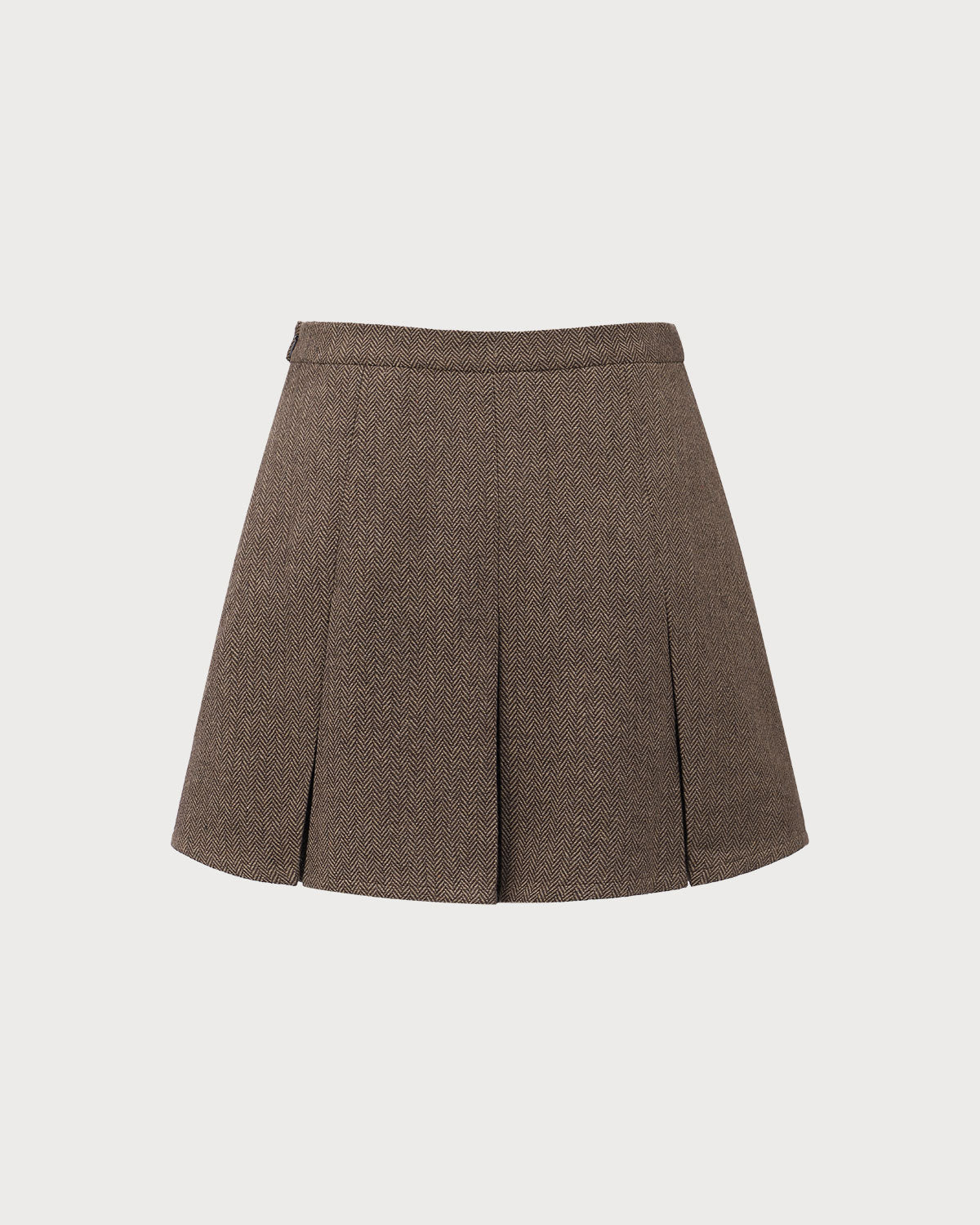 Brown Striped Pleated Mini Skirt" can be rewritten as "Striped Mini Skirt with Pleats in Brown.