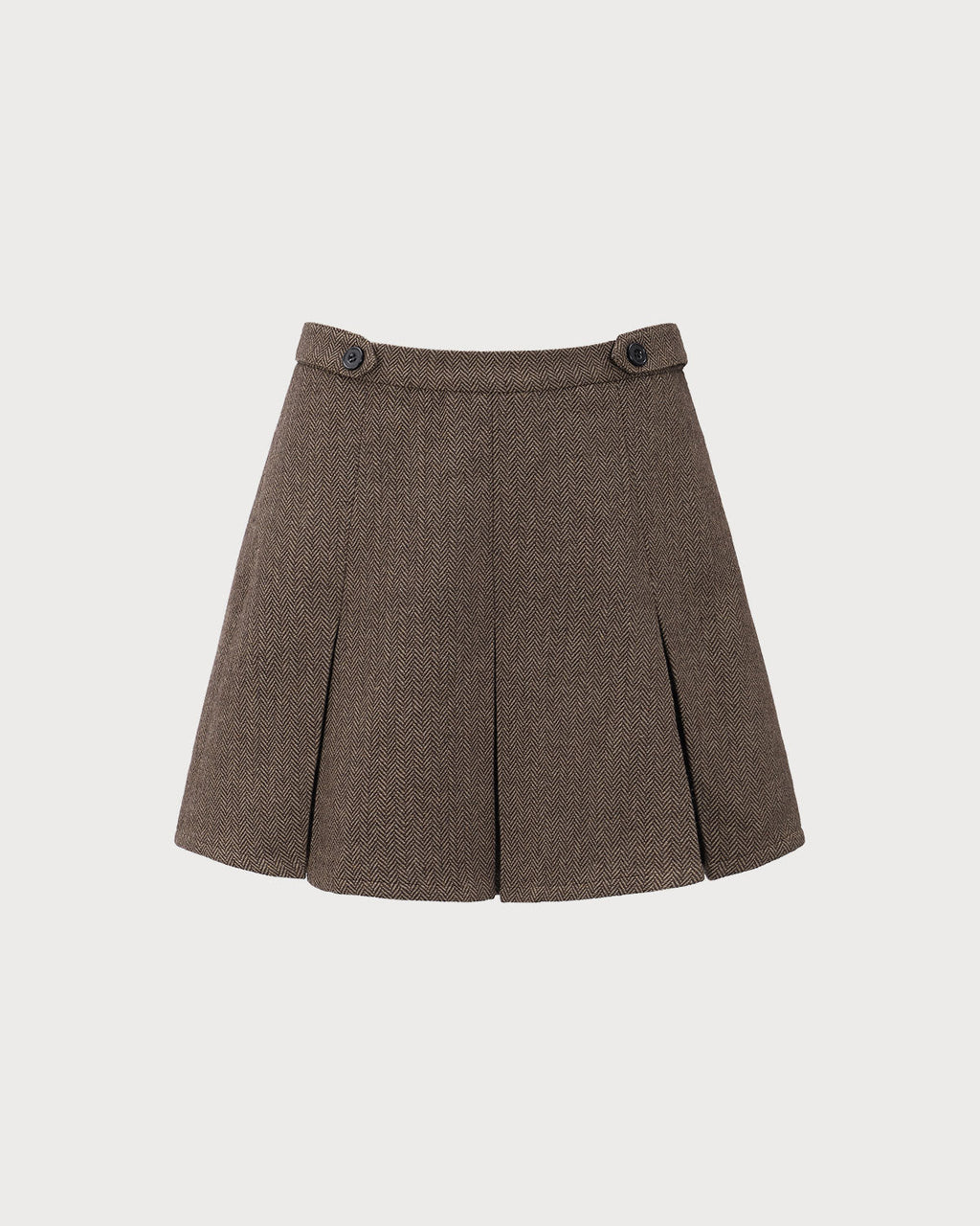 Brown Striped Pleated Mini Skirt" can be rewritten as "Striped Mini Skirt with Pleats in Brown.