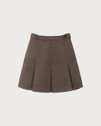 Brown Striped Pleated Mini Skirt" can be rewritten as "Striped Mini Skirt with Pleats in Brown.