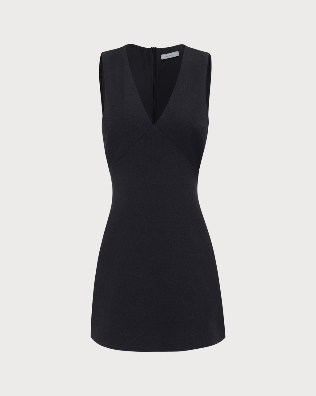 Women's Black Sleeveless Mini Dress with V-Neck