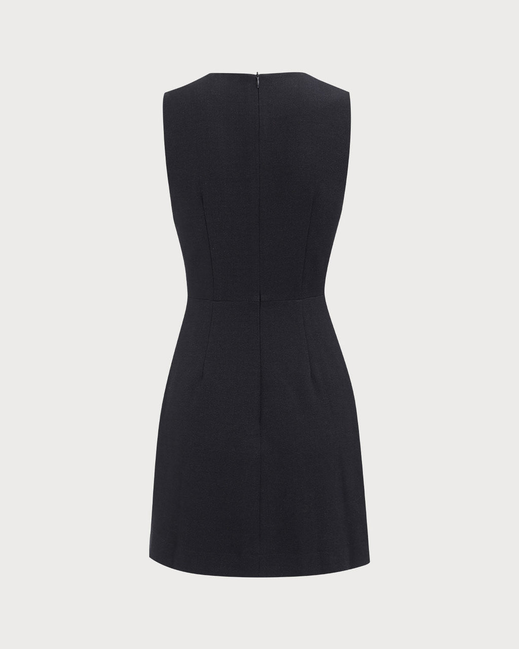 Women's Black Sleeveless Mini Dress with V-Neck