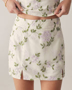 Floral Print Beige Mini Skirt